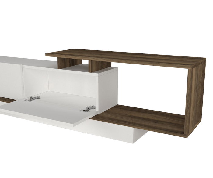 Hanah Home Asos Mueble de TV Blanco y Nogal Hanah Home Asos Mueble de TV Blanco y Nogal